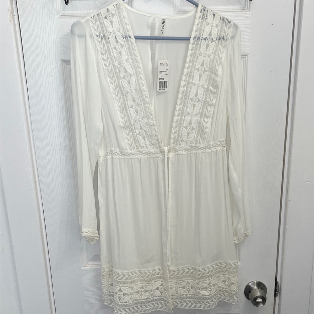 Forever 21 Cream Lace Swim Coverup
